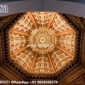 Wooden Classic Ceiling Design Pop Plus Minus Lobby Design No-12042