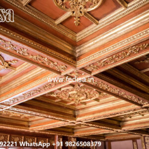 Wooden Classic Ceiling Design Simple Pop Fan Box Design No-12059