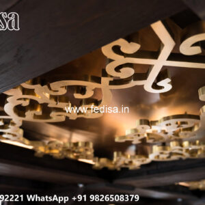 Wooden Classic Ceiling Design Pop Bed Back Design No-12063