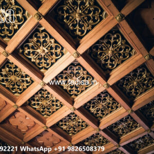 Wooden Classic Ceiling Design Pop Design For Hall And Bedroom No-12064