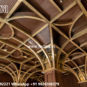 Wooden Classic Ceiling Design Pop Design L Shape No-12090