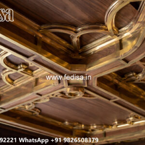 Wooden Classic Ceiling Design False Ceiling Design For 2 Fans No-12128