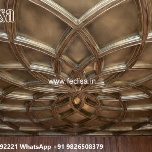 Wooden Classic Ceiling Design Pop Plus Minus Hall Design No-12132