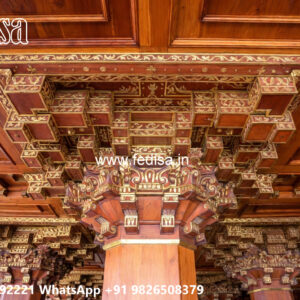 Wooden Classic Ceiling Design Ceiling Design L Shape Hall No-12187