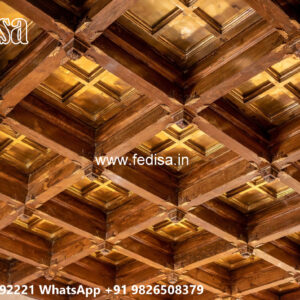 Wooden Classic Ceiling Design Tv Hall Pop Design No-12203