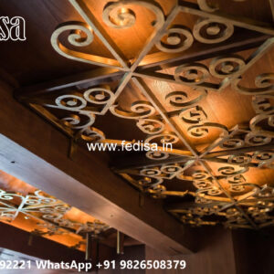 Wooden Classic Ceiling Design Long Gallery Pop Design No-12242