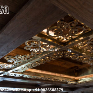 Wooden Classic Ceiling Design Pooja Room Pop Roof Design No-12248