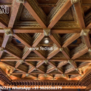 Wooden Classic Ceiling Design Tv Set Pop Design No-12261