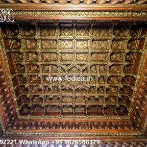 Wooden Classic Ceiling Design Minus Plus Pop Design For Bedroom No-12290