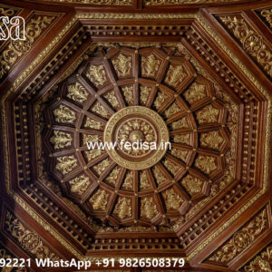 Wooden Classic Ceiling Design Pop Design For Corner No-12292