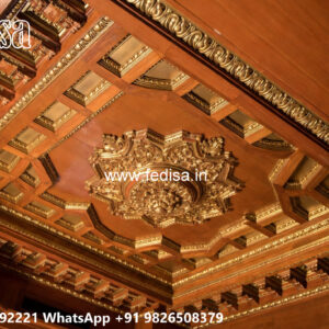 Wooden Classic Ceiling Design 3 Fan Box Pop Design No-12430