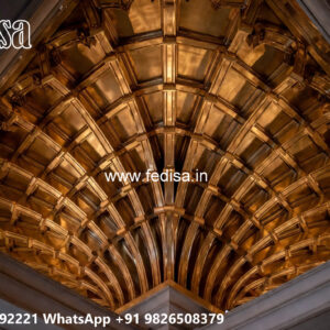 Wooden Classic Ceiling Design Double Fan Ceiling Pop Design No-12432