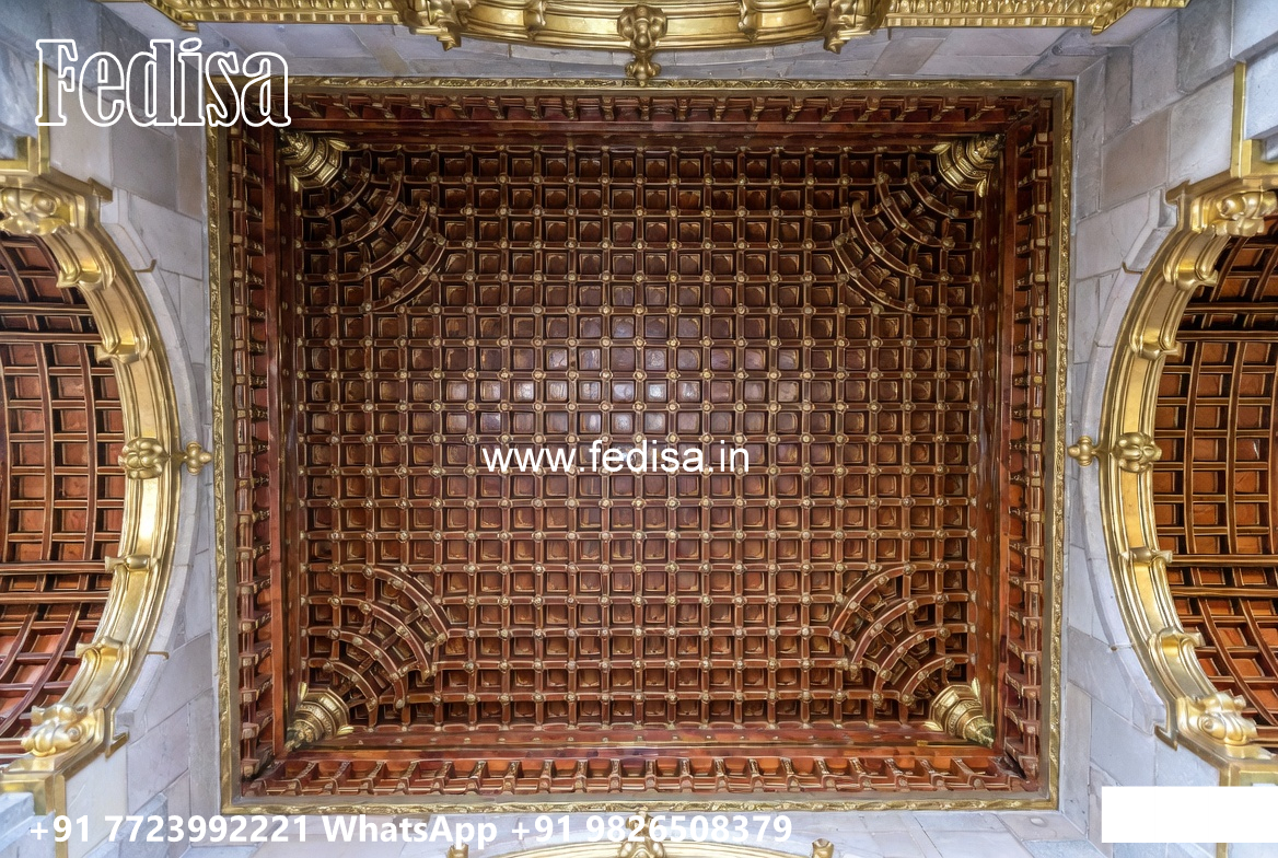 Wooden Classic Ceiling Design Ceiling Design For Hall With 2 Fans No-12437