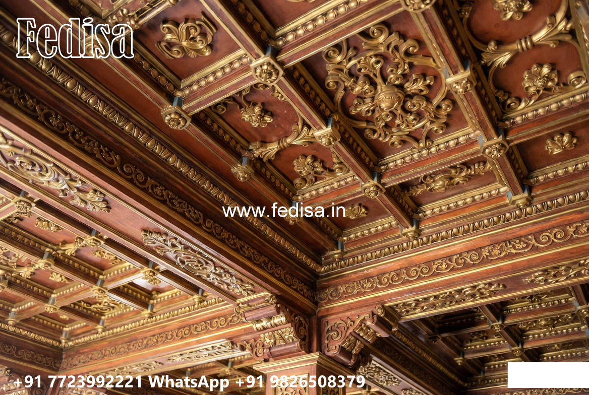 Wooden Classic Ceiling Design Pop Design Tv Showcase No-12444