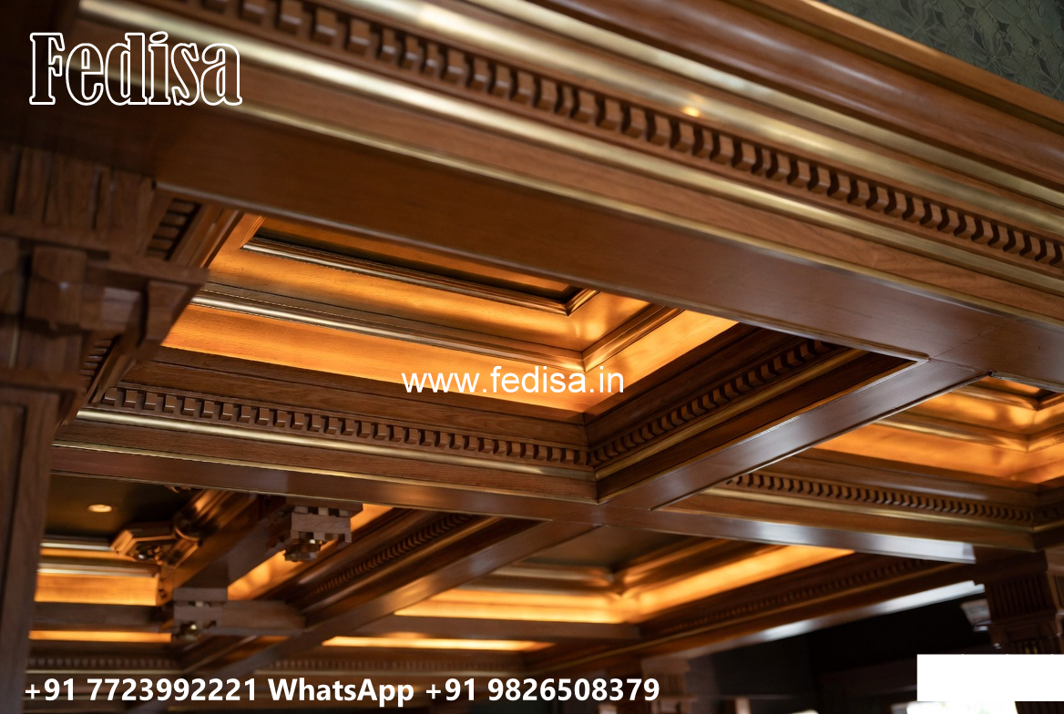 Wooden Classic Ceiling Design Simple False Ceiling Designs For Living Room With 2 Fans No-12458