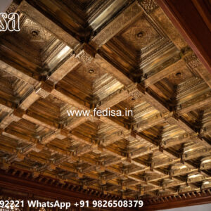 Wooden Classic Ceiling Design One Fan Pop Design No-12473