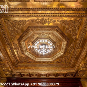 Wooden Classic Ceiling Design Pop Design Master Bedroom No-12481