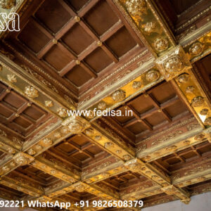 Wooden Classic Ceiling Design Pop Minus Plus Design For Bedroom No-12492