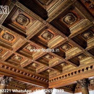 Wooden Classic Ceiling Design Bathroom Plus Minus Design No-12493