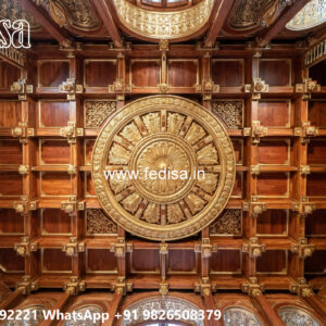Wooden Classic Ceiling Design False Ceiling 2 Fans No-12521