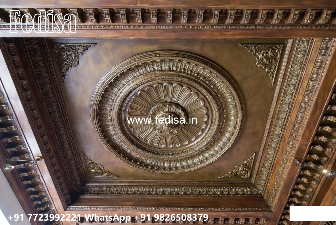 Wooden Classic Ceiling Design Ceiling Design Two Fan No-12534