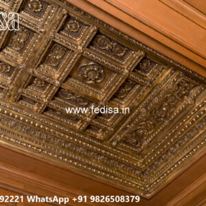 Wooden Classic Ceiling Design Pop Ceiling Design With Two Fans No-12580
