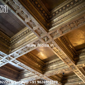 Wooden Classic Ceiling Design Pop Plus Minus Bedroom Design No-12585