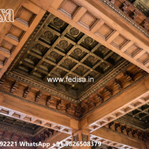 Wooden Classic Ceiling Design Half Pop Ceiling Design No-12590