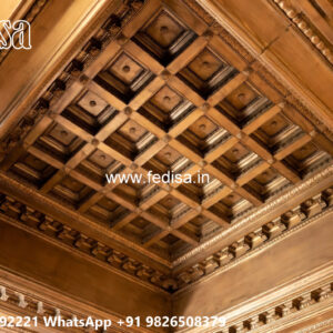 Wooden Classic Ceiling Design Pop Plus Minus Design Hall No-12598