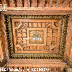 Wooden Classic Ceiling Design Pop Design On Side Walls No-12619