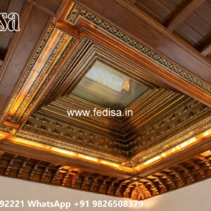 Wooden Classic Ceiling Design White Pop Ceiling Design No-12622