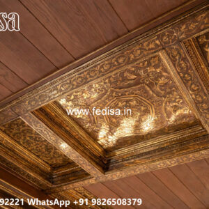 Wooden Classic Ceiling Design S Shape False Ceiling Design No-12649
