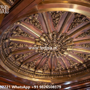 Wooden Classic Ceiling Design Pop Design For Living Room With 2 Fans No-12656