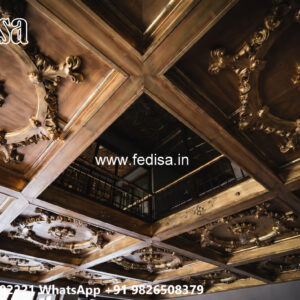 Wooden Classic Ceiling Design Foyer Pop Design No-12676