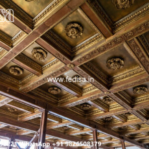 Wooden Classic Ceiling Design Plus Minus Bedroom Design No-12686