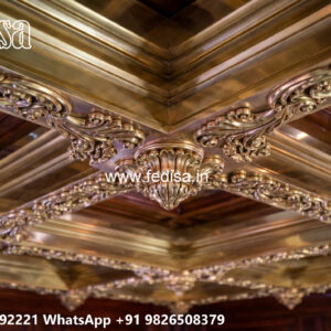 Wooden Classic Ceiling Design Ceiling Design For 2 Fans No-12701
