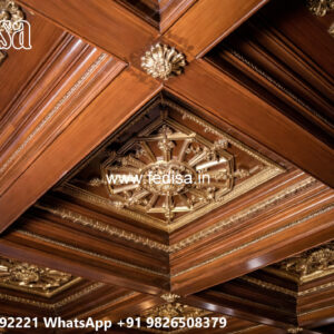 Wooden Classic Ceiling Design Pop Plus Minus Design Room No-12735
