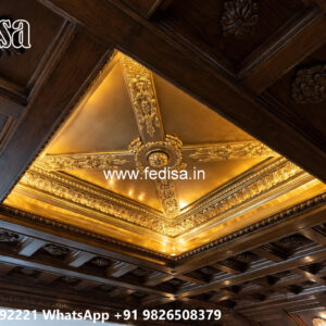 Wooden Classic Ceiling Design Long Lobby Pop Design No-12807