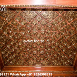 Wooden Classic Ceiling Design Beauty Parlor False Ceiling Design No-12827
