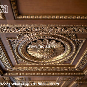 Wooden Classic Ceiling Design Double Fan Hall Pop Design No-12852
