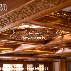 Wooden Classic Ceiling Design Drawing Room Pop Ceiling No-12864