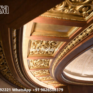 Wooden Classic Ceiling Design Pink Color Pop Design No-12873