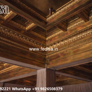 Wooden Classic Ceiling Design Pop Hall Design 2 Fan No-12893