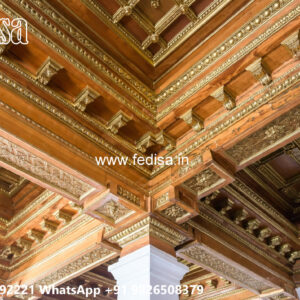Wooden Classic Ceiling Design Living Room False Ceiling Design For Hall With Two Fans No-12905