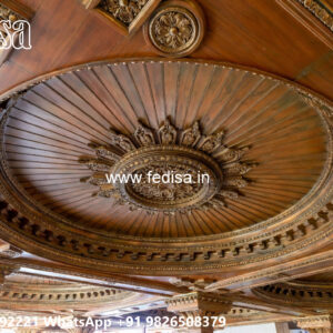 Wooden Classic Ceiling Design Pop Ceiling With 2 Fans No-12949