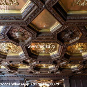 Wooden Classic Ceiling Design Fall Ceiling Design For Hall With Two Fans No-13063