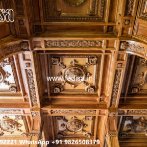 Wooden Classic Ceiling Design False Ceiling Design For Hall With Two Fans No-13090