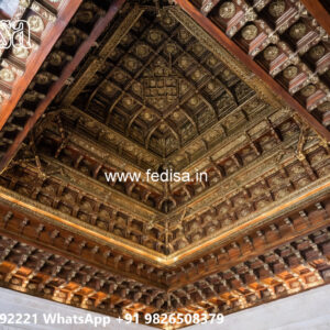 Wooden Classic Ceiling Design Pop Corner Design No-13162