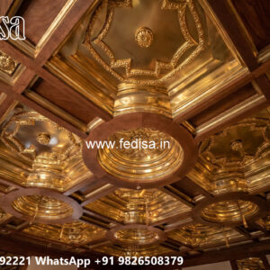 Wooden Classic Ceiling Design Double Fan Pop Design No-13284