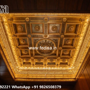 Wooden Classic Ceiling Design Dining Hall Ceiling Design No-13324